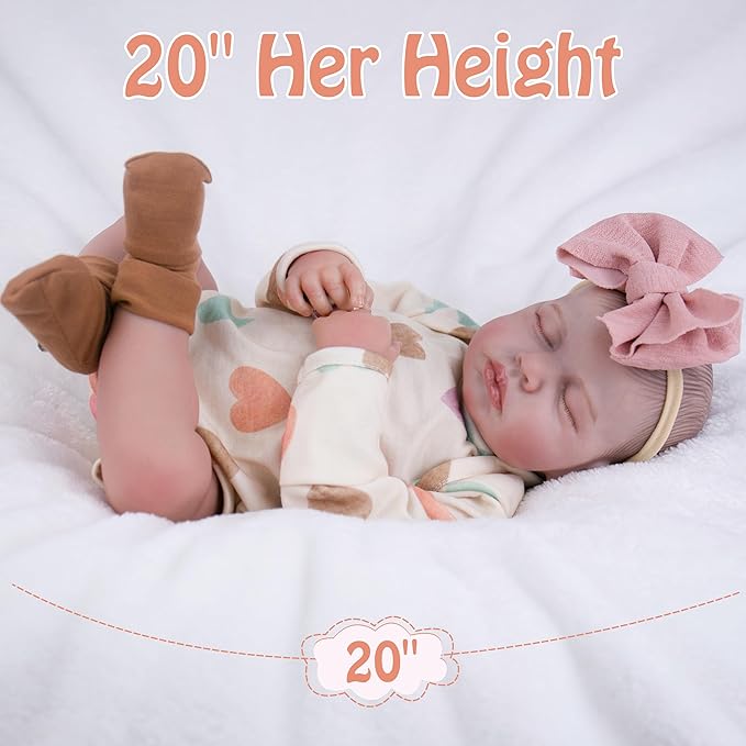 Milidool Realistic Reborn Baby Dolls - 20 Inch Cute Soft Vinyl Newborn Baby Doll Poseable Real Life Baby Dolls with Complete Accessories Toy for 3+ Years Old Girls Gifts, Pretend Play, Collection