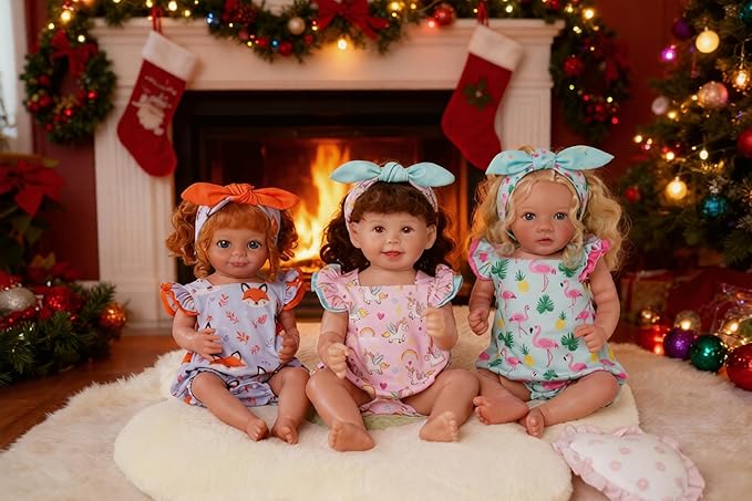 BABESIDE 3 Pcs Reborn Baby Doll Clothes Set for 17-22 Inch Dolls, Cute Animal-Themed Outfits with Matching Headbands & Accessories, Realistic 18 Inch Baby Doll Clothes,Pretend Play Toy for Kids