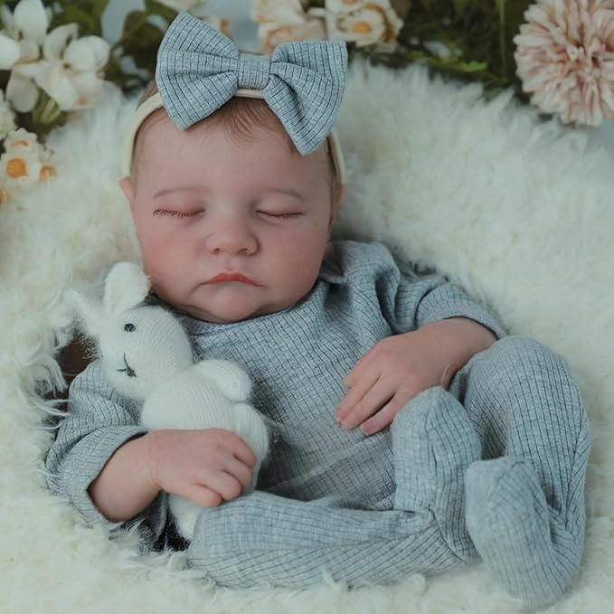 SCOM Realistic Reborn Baby Dolls - 18 Inch Real Life Baby Girl, Lifelike Doll with Weighted Body, Newborn Baby Boy with Full Vinyl for Kids Age 3 4 5 6+ Gift