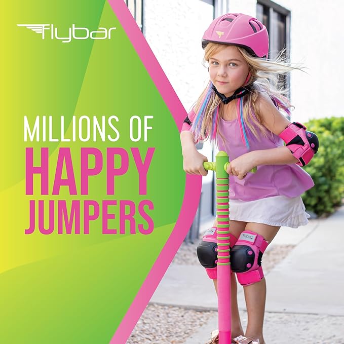 Flybar Maverick 2.0 Foam Pogo Stick for Kids Ages 5 and Up, 40 to 80 Pounds, Outdoor Kids Toys, Pogo Stick for Boys and Girls, Rubber Grip, By The Original Pogo Stick Company (Pink/Green)
