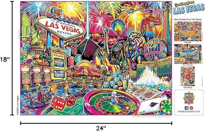 MasterPieces - 550 Piece Jigsaw Puzzle, Las Vegas, Fun for Adults, Family, Kids, 18" x 24"