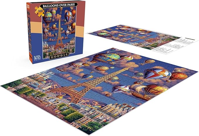 Buffalo Games - Dowdle - Balloons Over Paris - 300 Piece Jigsaw Puzzle for Adults -Challenging Puzzle Perfect for Game Nights - Finished Size is 21.25 x 15.00