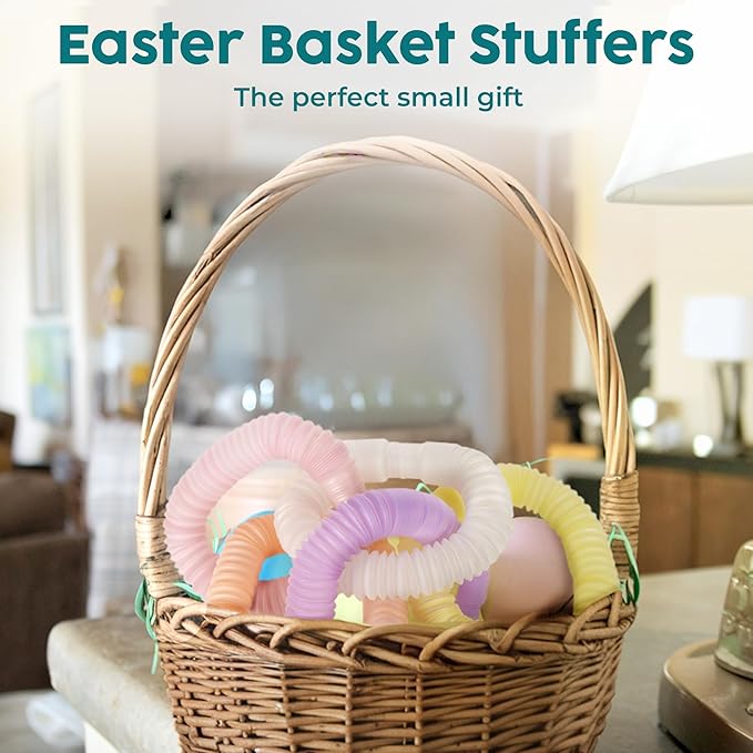 BUNMO Easter Basket Stuffers for Kids - Pop Tubes - Kids Easter Basket Stuffers - Sensory Fidget Toys - Creative Learning - Hours of Fun - Tons of Ways to Play - Non-Mouthable 3+ - 6 Pack Medium