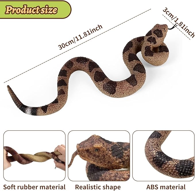 LRCXL Realistic Fake Snakes Toy Soft Rubber Snakes to Keep Birds Away - Rattlesnake Toys for Garden Props to Keep Birds Away, Scare Squirrels, Mice, Pranks Halloween Decoration Props