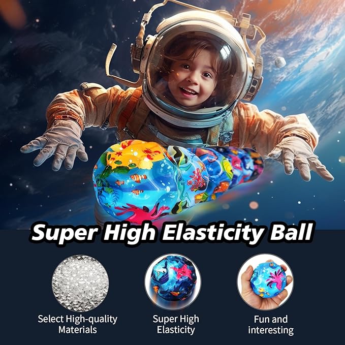 6 Pack Astro Jump Ball, Multicolored Spaceballs, Super High Bouncing Lightweight for Children, Bouncy Balls, Jumping Toy for Stress Relief