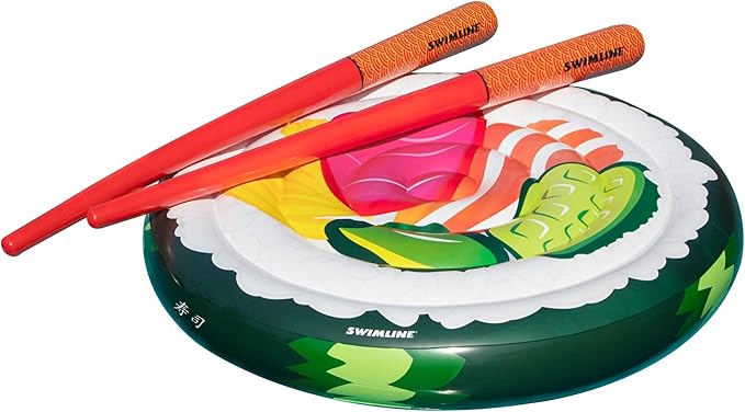 SWIMLINE ORIGINAL Sushi & Chopsticks Set Pool Float – Durable Vinyl Lounger for Adults & Teens – Fun Pool Float for Lake, Beach, or Backyard – Easy to Inflate and Store