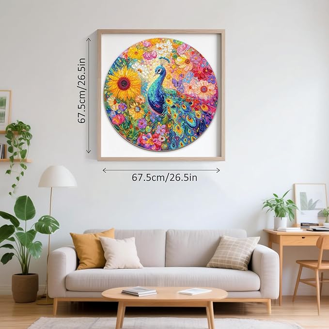 Flower Puzzles for Adults 1000 Pieces, Round Peacock Jigsaw Puzzles 1000 Pieces, Impossible Difficult Hard Challenging Puzzles for Adults, Art Puzzle for Home Decor (26.5 * 26.5in)