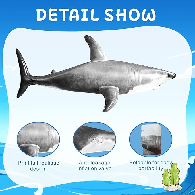 3PCS Inflatble Shark Pool Toys, 23Inch Shark Party Decorations for Birthday Pool Christmas, Party Favors Supplies Gift for Kids Adults