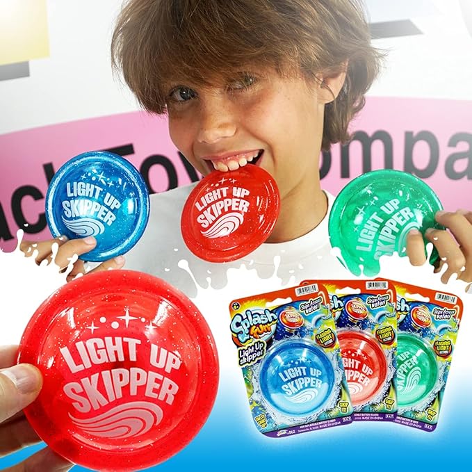 JA-RU Light Up Water Skipper Disc (3 Discs) – Water Skipping Toy for Kids, Pool & Travel Beach Toys for Summer Outdoor Play, Party Favors & Easter Basket Stuffers – 862-3p