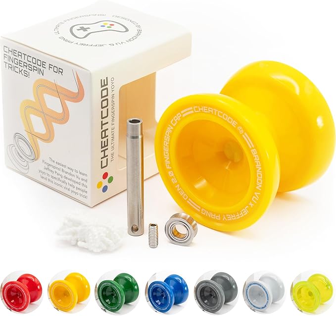 Cheatcode Yoyo by Brandon Vu | Master Fingerspin Tricks | Responsive & Unresponsive Yo-yo for Kids, Teens & Adults | Great Yo Yo for Beginners | Extra Professional Ball Bearing Kit Included | Offset