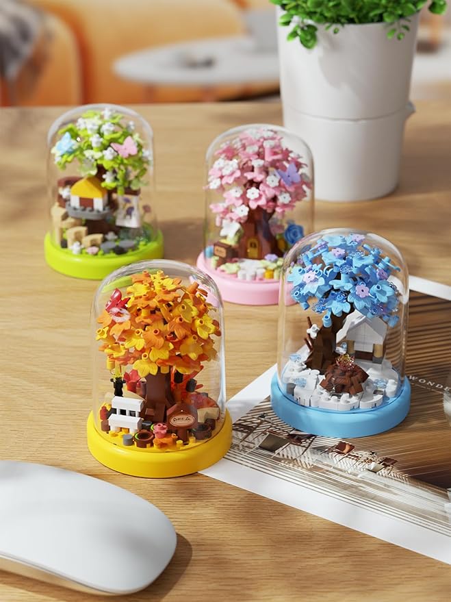 Winter Snow Tree House Bonsai Tree House Building Toy Flowers Set Ideas Building Blocks Complete with Dust Cover