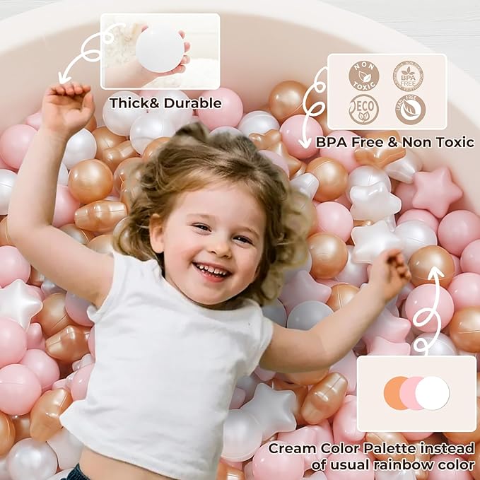 TRENDPLAY Star Ball Pit Balls for Toddlers -50 100 200 Count Star Balls Different Shapes, Non-Toxic Plastic Balls for Safe Play, Boys Girls Festival Party Decoration