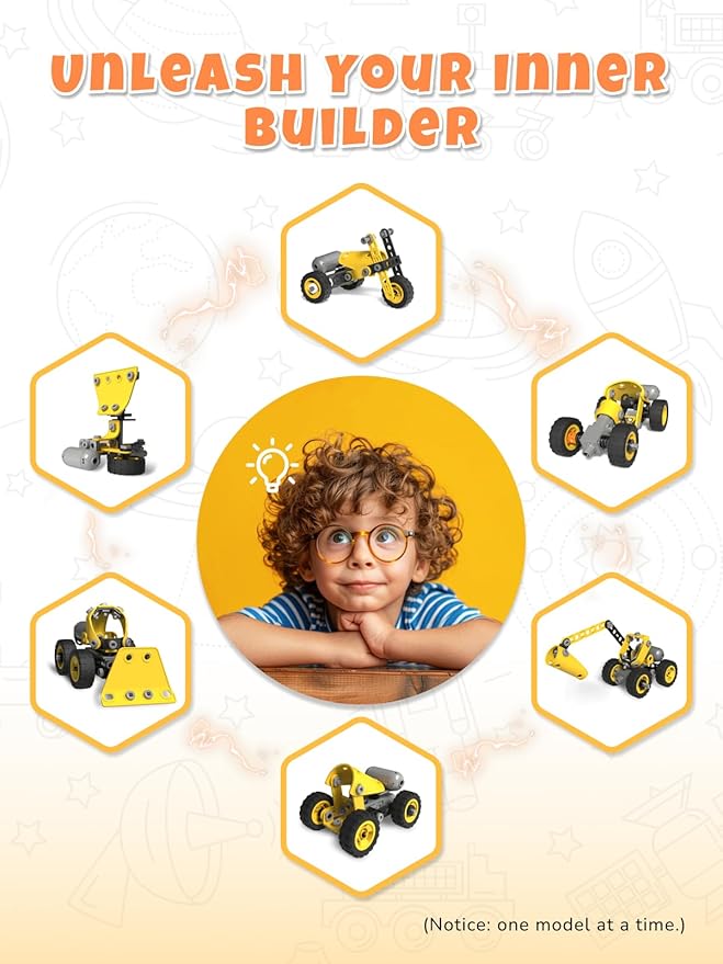 10 in 1 STEM Building Toys for Kids Ages 4-8, Educational Construction Engineering Building Kit for Boys Girls, Motorized Bulldozer Excavator Toy Set