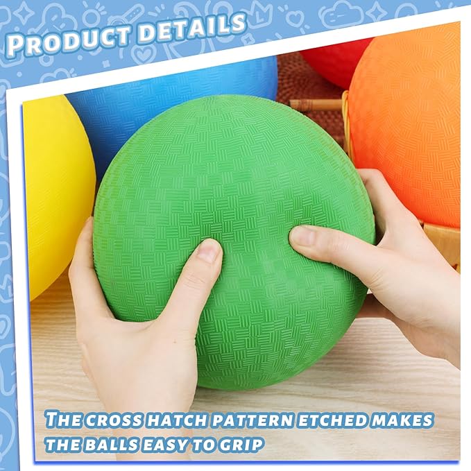 LovesTown Inflatable Playground Ball, 8.5 Inch Dodgeballs Kickballs with Air Pump, for 4 Square Ball Games, Sports Toys, Green (Pack of 2)