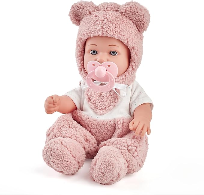 Enjoyin 12" Baby Doll with Accessories for Toddler Girls Ages 3+ | Includes Pink Outfit, Pacifier, Bottle & Soft Blanket | Interactive Role-Play Toy for Kids