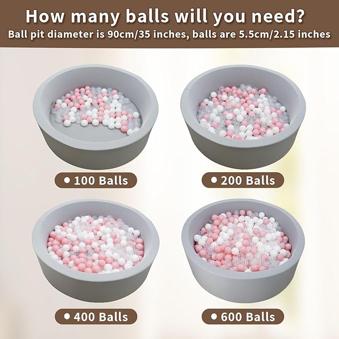 Ball Pit Balls for Kids & Dogs Cats Pack of 100 200 500- BPA Free, Crush Proof Plastic Balls for Ball Pit, Tent, Playhouse, Children's Toy Balls for Party, Macaron Ocean Balls 2.15 Inch