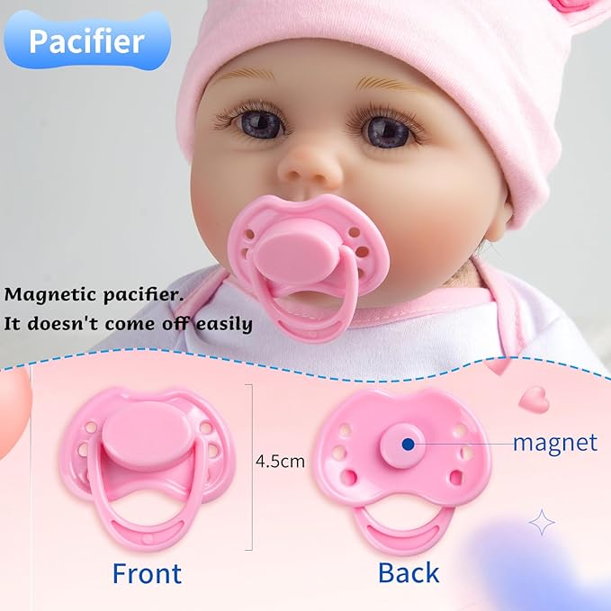 Reborn Baby Dolls Bottles and Pacifiers and Dipers and Fidget Spinner Baby Doll Accessories 5 Pieces Set for 17-24 Newborn Baby Dolls