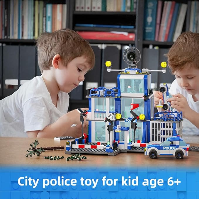 MindBox City Police Station Building Sets, 570pcs City Police Sets Toy Building Bricks Kit for Boys 8-12