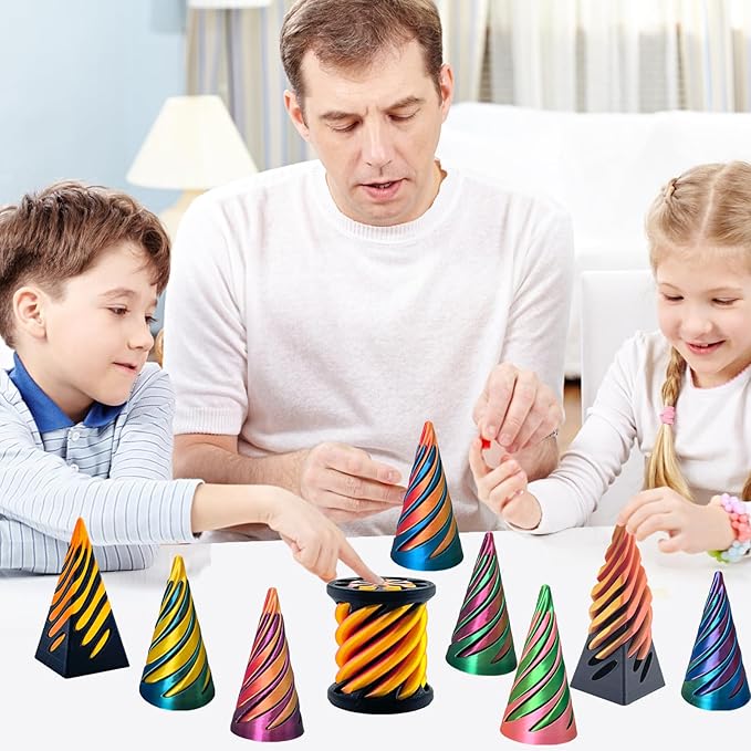 Valentines Day Gift for Kids 3 Packs Impossible Cone,Impossible Cones passthrough Impossible Pyramid for Relaxing,Spiral Fidget Toy Birthday for Adults & Kids