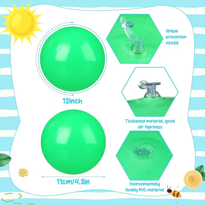 Raiten 12 Pcs Beach Ball Inflatable Beach Balls Large Inflatable Ball Floating Ball for Swimming Pool Party Favors Outdoor Activities Summer Birthday Party Supplies (Green,12 Inch)