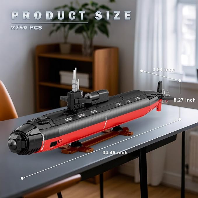 Reobrix Nuclear Submarine Building Sets for Adults, 1:125 Military Los Angeles Class SSN Submarine Model 33049, Striking Display Piece Home Decor, Collectible Submarine Toy Gifts for 14+ (2750 PCS)
