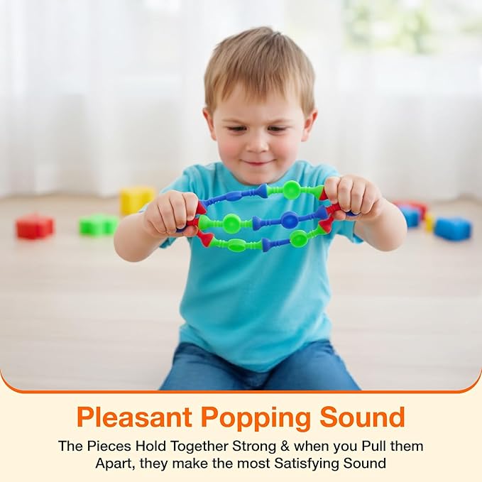 Kids Stem Sensory Building Toys - 50pcs Fine Motor Skills Toys for Toddlers, Educational Toy for Kid Activities, Travel Toy for Airplane, Car, ADHD