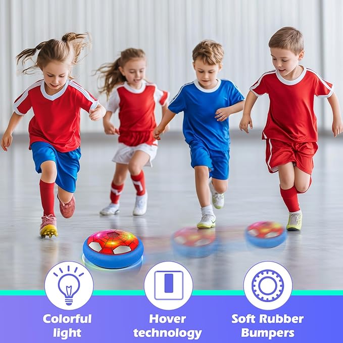 Hover Soccer Ball, Air Floating Soccer with LED Lights & Foam Bumper, Indoor Soccer Toys for Kids Ages 5-12, Ideal Easter Birthday for 4 5 6 7 8 9 10 11 12 Year Old Boys Girls
