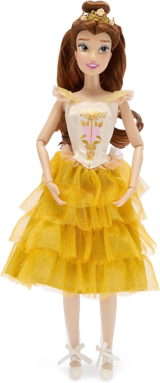 Disney Store Official Princess Ballet Doll - 11 Inch Belle Ballerina Doll - Includes Molded Hair Clips, 2 Tutu Outfits, Accessories and Robin Figure - Disney Princess Toys for Girls