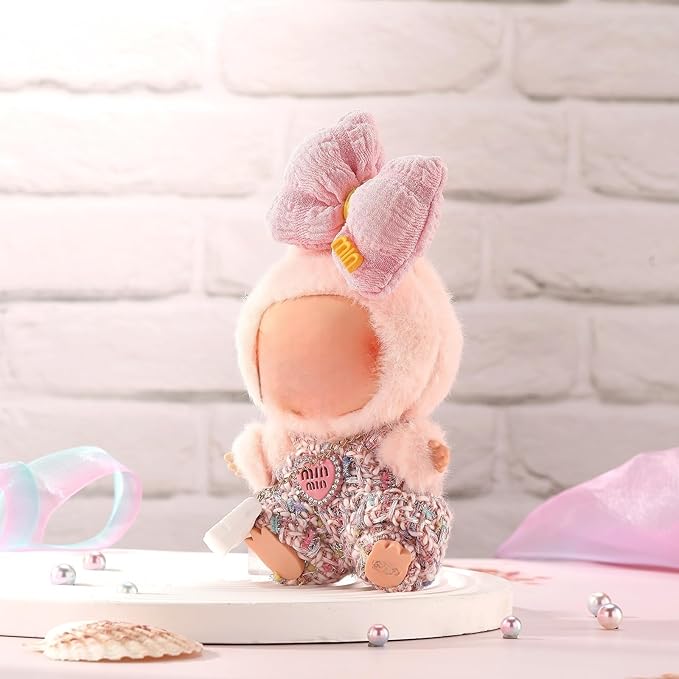 Doll Clothes for Labubu 17cm Have a Seat & Exciting Macaron & Big into Energy Series Dolls, Luxury Chic Series for 17cm Dolls Accessories (Heart Dress+Hairband+Bag)