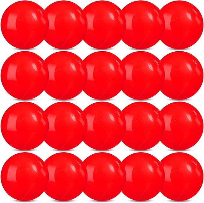 20 Pack Red Beach Ball - 12Inch Blow Up Beach Ball Party Supplies for Kids, Inflatable Floating Balls for Summer Pool Parties, Outdoor Activities & Birthday Decorations (Red)