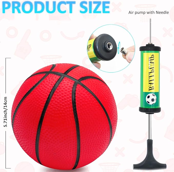 42Pcs 5" Mini Basketball Set, PVC Small Basketballs for Over The Door Hoop Games, Party Favors, Indoor/Outdoor Play, Adults & Kids, Pool & Beach, Colorful