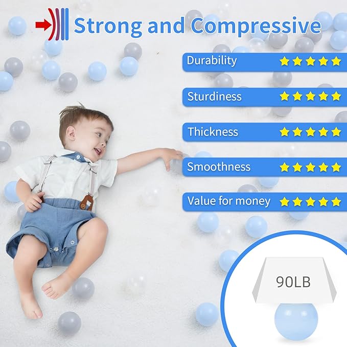 STARBOLO Ball Pit Balls for Toddlers Phthalate Free BPA Free Non-Toxic Crush Proof Play Balls for Toddlers Kids Pool Playhouse Pack of 100 200 500