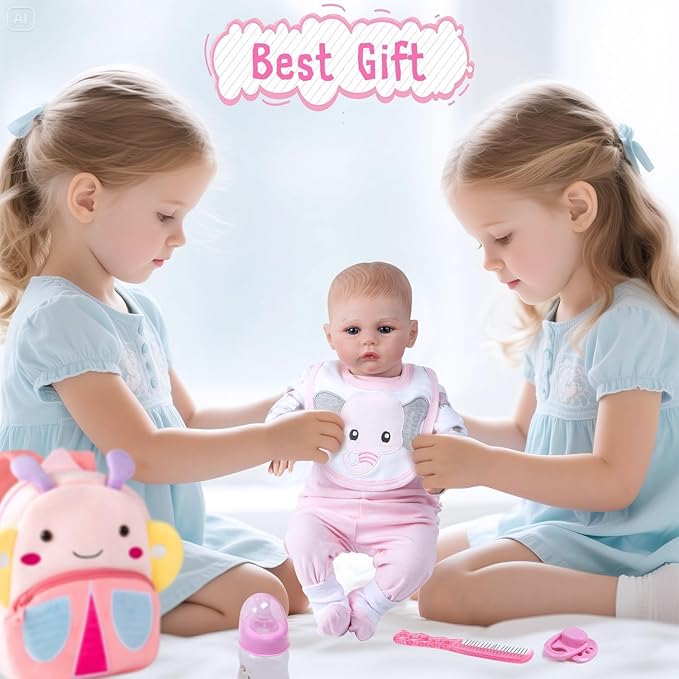 Reborn Baby Doll Clothes for 18-20 Inch Reborn Doll Clothes Accessories Pink Elephant Babydoll Butterfly Diaper Bag Girl 12 Pcs