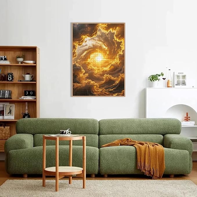 Puzzle for Adults 1000 Pieces, Golden Cloud Vortex Sun Puzzle, Challening Impossible Difficult Hard Fun 1000 Pieces Jigsaw Puzzles for Adults