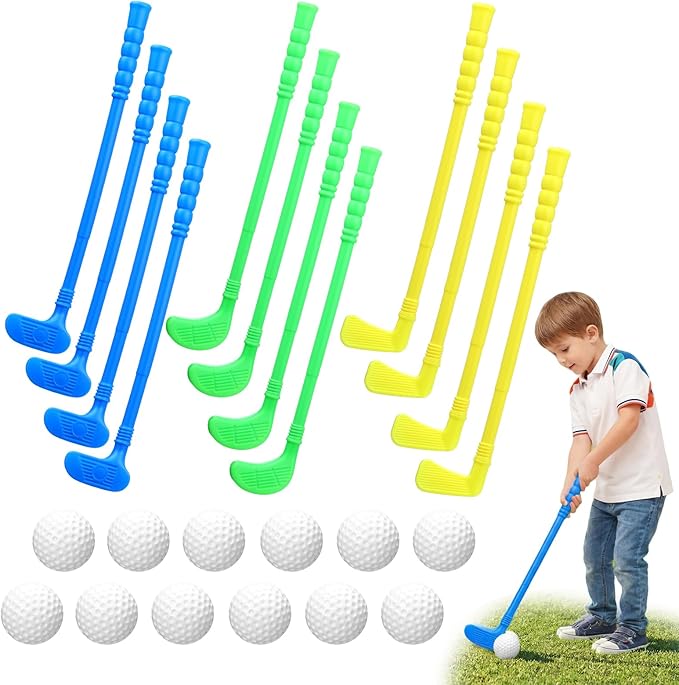 24 Pcs Plastic Mini Golf Clubs for Toddlers, Kids Golf Clubs Toy Set, Toy Balls for Kids Toddlers Outdoor Indoor Lawn Sports for Boys Girls