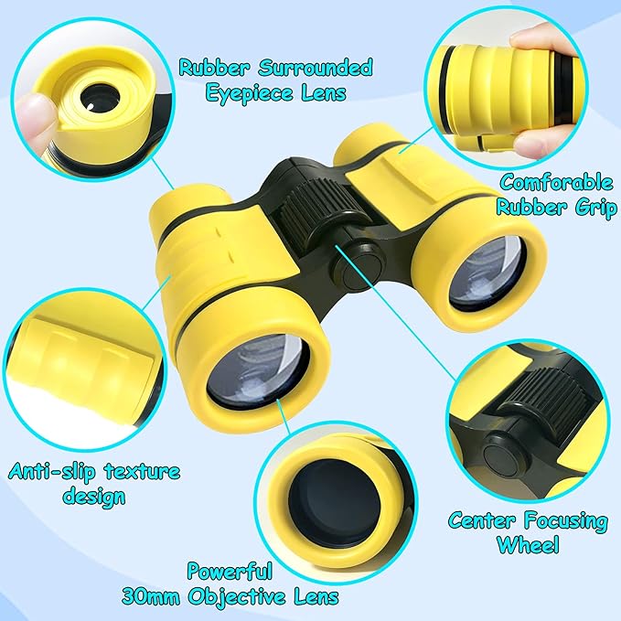 ESSENSON Binoculars for Kids Toy Gift for 3 4 5 6 7 8+ Year Old Boys Girls Kids Telescope Outdoor Toys for Sports and Outside Play Hiking, Bird Watching, Travel, Camping, Birthday Presents(Yellow)