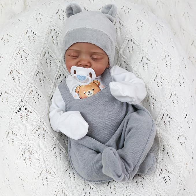 CHAREX Realistic Reborn Baby Dolls Black - 18 Inch Real Life Baby Doll African American Real Baby Boy, Lifelike Newborn Baby Doll Poseable Soft Body, Gift Set with Accessories for Kids Aged 3+