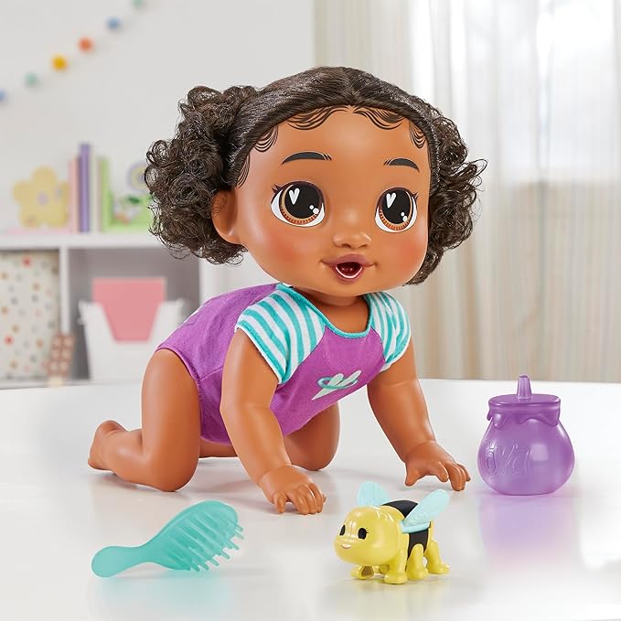 Baby Alive Crawl 'n Play Tilly Tinker Electronic Crawling Baby Doll Set, Black Hair, Kids Toys for Girls & Boys 3 Years & Up, 10.75 Inches