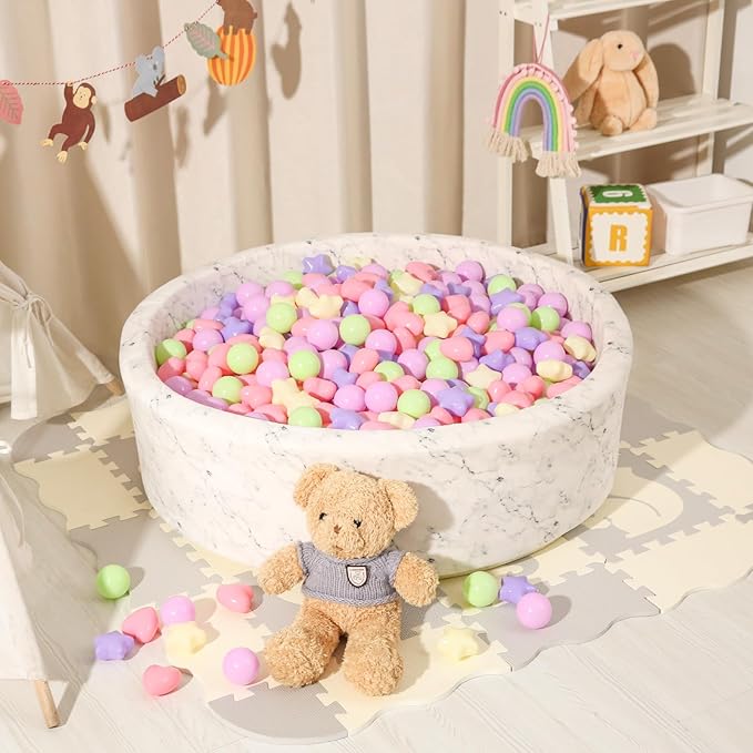 Star Ball Pit Balls for Toddlers -100pcs Macaron Pit Balls Phthalate Free BPA Free Crush Proof Play Balls Play Tent Pool Playhouse Playpen Party Decoration.