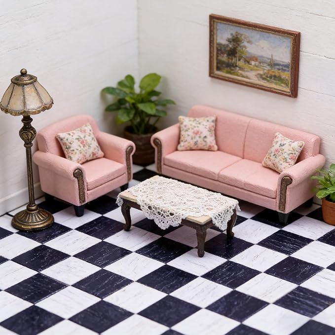 NUOBESTY 18Pcs Dollhouse Floor Sheet Mini Floorboard Wood Dollhouse Flooring Decoration Doll House Furniture Accessories