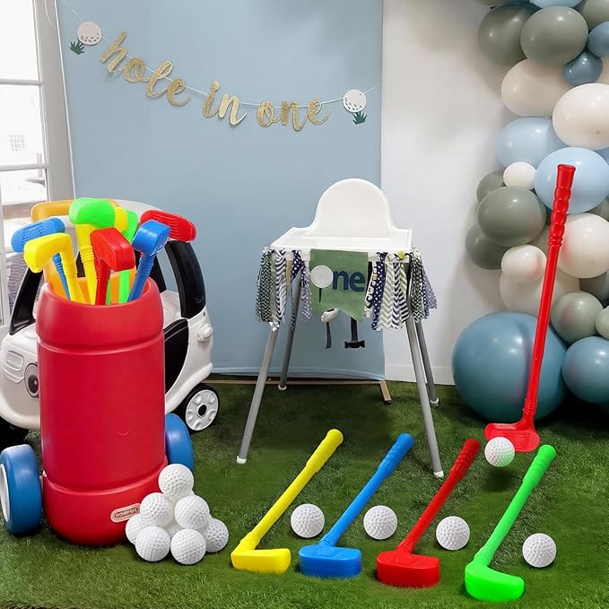 24 Pcs Plastic Mini Golf Clubs for Toddlers, Kids Golf Clubs Toy Set, Toy Balls for Kids Toddlers Outdoor Indoor Lawn Sports for Boys Girls(Elegant)