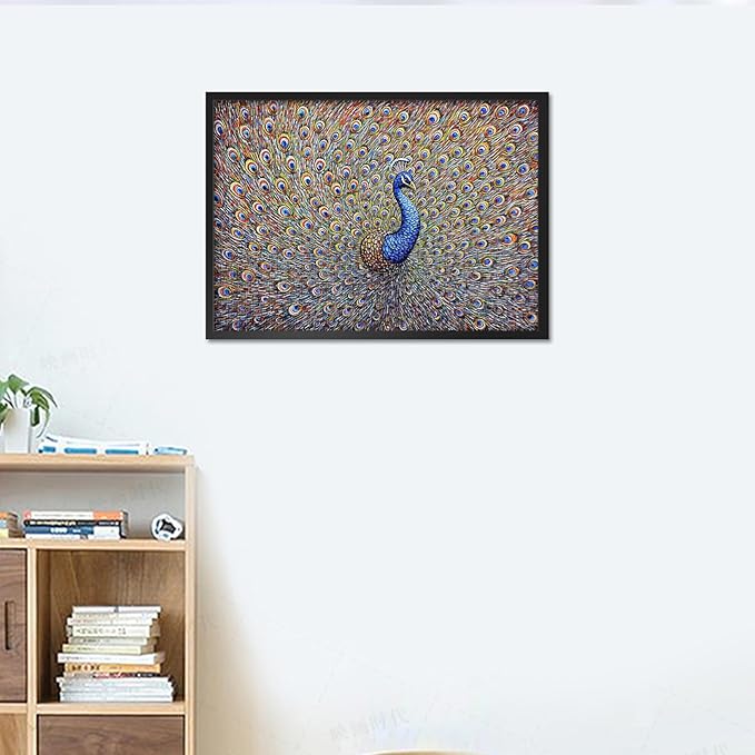 Puzzles for Adults 1000 Pieces, Blue Peacock Jigsaw Puzzles, Peacock Feathers Adult Puzzle for Adults, Educational Fun Games or Toys for Elders Friends 20X27 INCH