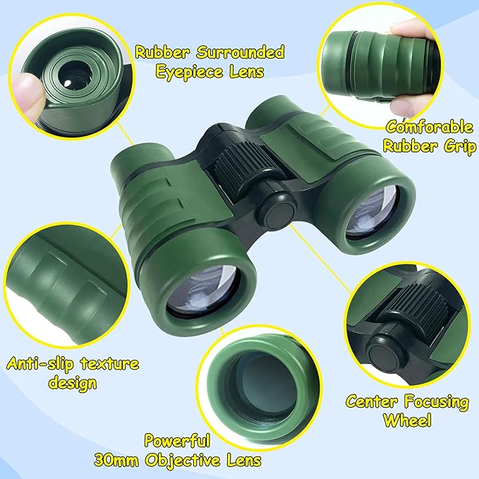 ESSENSON Binoculars for Kids Toy Gift for 3 4 5 6 7 8+ Year Old Boys Girls Kids Telescope Outdoor Toys for Sports and Outside Play Hiking, Bird Watching, Travel, Camping, Birthday Presents(Green)