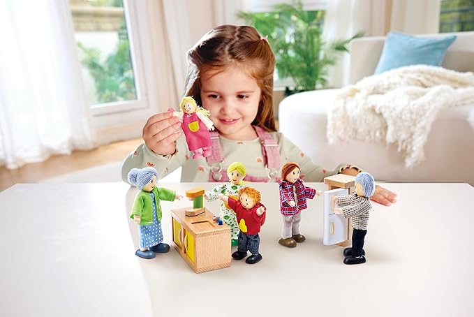 Hape Happy Family Dollhouse Set Award Winning Doll Family Set, Unique Accessory for Kid’s Wooden Dolls House.