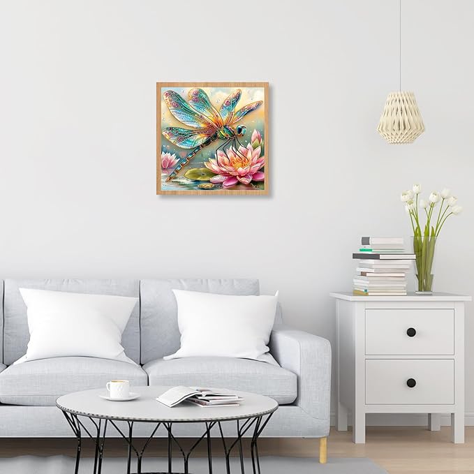 Wooden Puzzles for Adults, 210 Pieces Unique Dragonfly & Lotus Pattern Wooden Jigsaw Puzzle, Sparkling 3D Decorative Wood Puzzle, Easter Gift for Mom, for Adult Puzzle Lovers