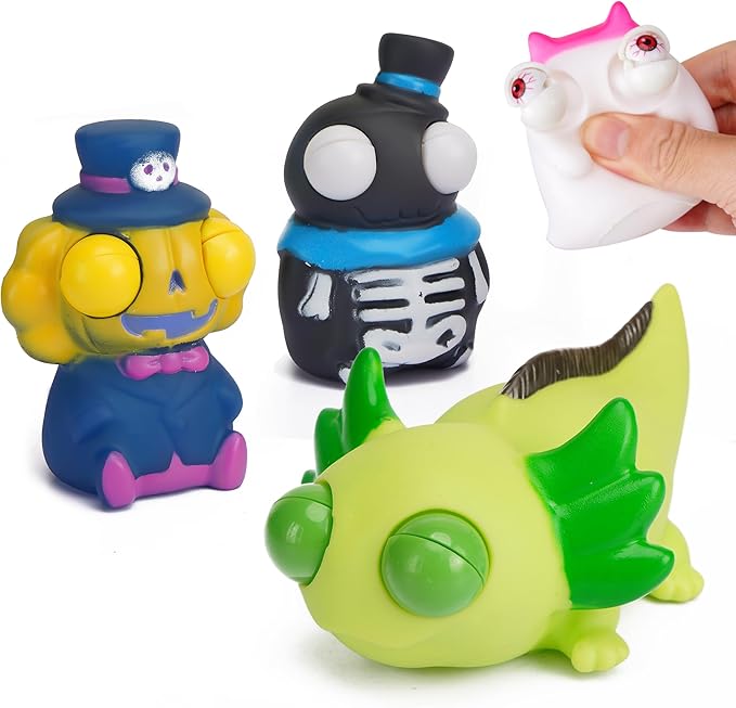 4 Pcs Squeeze Toys Eye Popping Toy Stress Relief Tool Toys for Kids Adult Hand Fidget Toys Halloween Party Favors