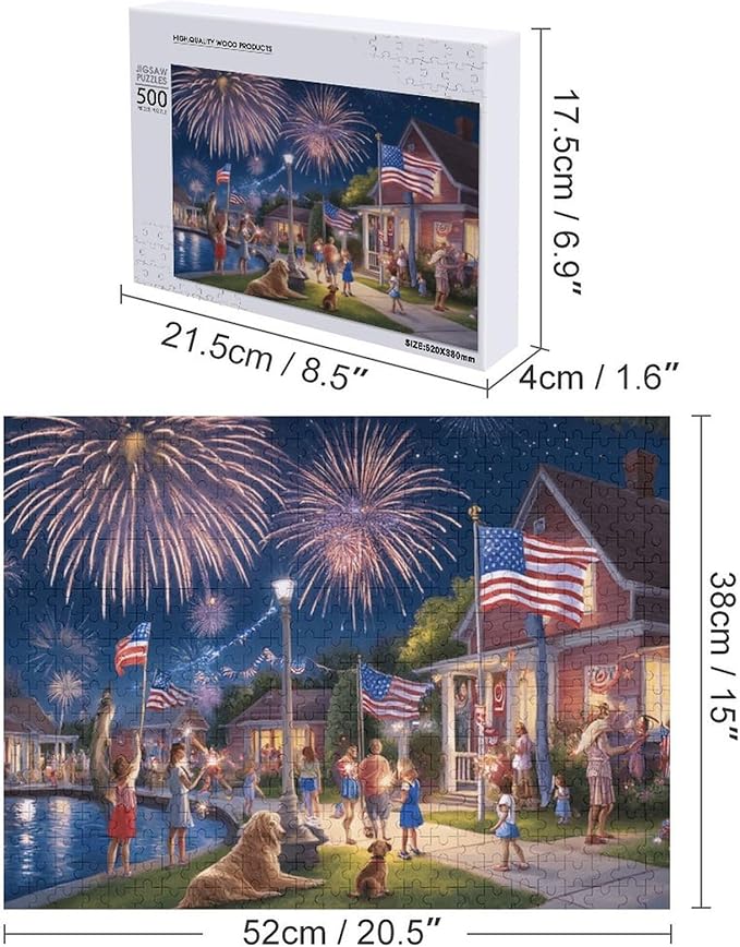 4th of July - 500 Piece Jigsaw Puzzle for Adults - Challenging Puzzle Perfect for Game Nights - Finished Size is 20.5 x 15 -Gift for Christmas, Anniversary, Birthday,Family