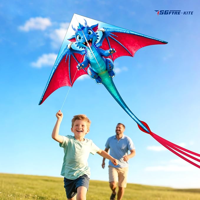 3 Piece Set Butterfly Delta Octopus Kites for Kids and Adults，Easy to Fly for Outdoor Adults Children Line Kite for Kids Toy (Blue Dragon+ Delta+Octopus Red, 3)