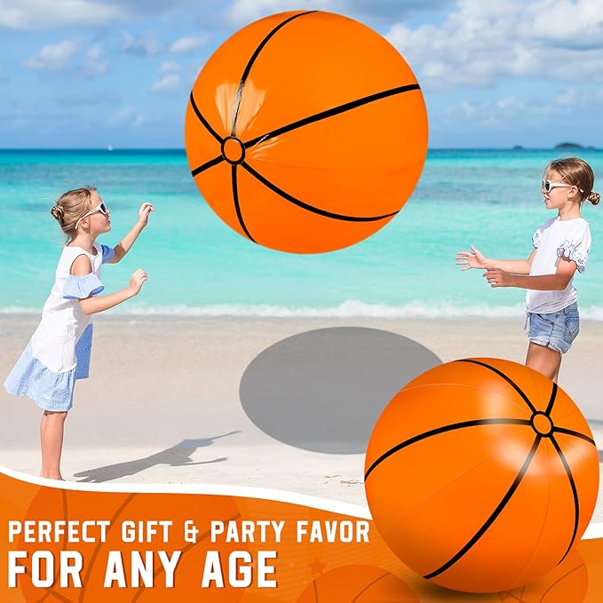 Meooeck 2 Pcs 27 Inch Inflatable Basketball Large Basketball Party Decorations Giant Inflatable Balls for Outdoor Activity Games Sports Event Birthday Party Supplies