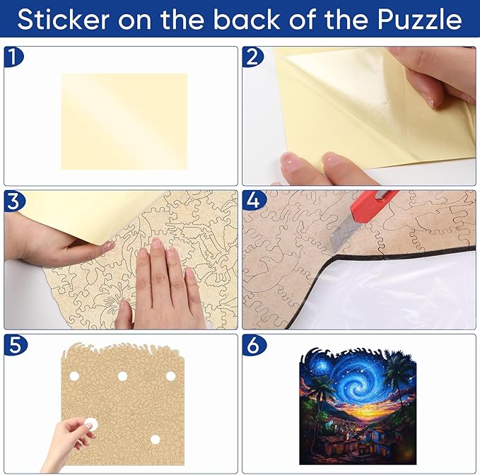 Mys Aurora 500 Pieces Puzzles for Adults, Starry Night Wooden Puzzles, Unique Shaped Jigsaw Puzzle Birthday Scenery Gift Challenging Family Game for Kids and Adults 15.9 * 15.9 Inches